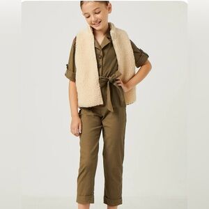 Hayden Girls Collared Jumpsuit in Olive